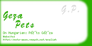 geza pets business card